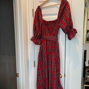 Aura Red Plaid Midi Dress